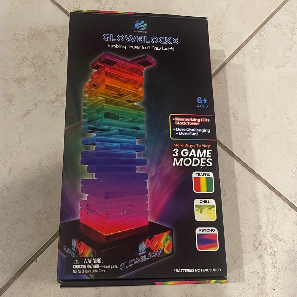 Glowblocks Light-Up Tumbling Tower Game First Ever LED Building Blocks Stack